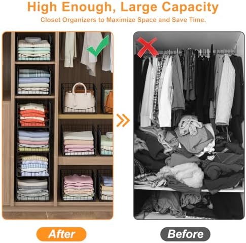 Hongtamoya 4-Tier Stackable Closet Organizers and Storage Shelves, Clothes St...