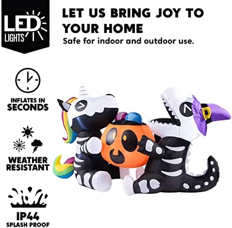 Joiedomi 6 FT Halloween Inflatables Outdoor Decorations, Sitting Skeleton Uni...