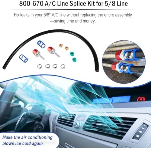 800-670 AC Line Repair Kit A/C Splice Kit For 5/8'' A/C Hose to Hard ...