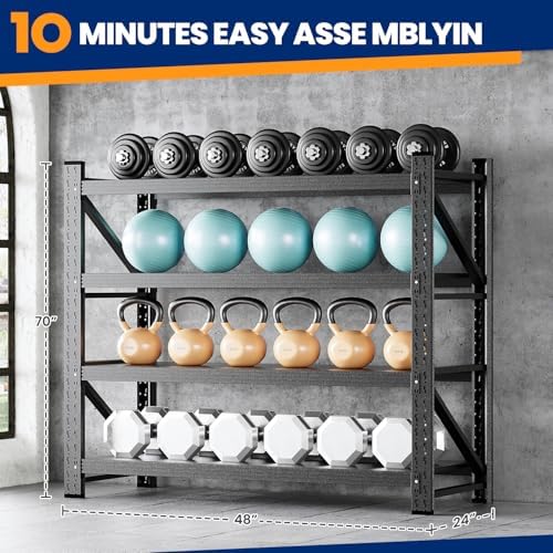 MIIIKO 48" W Storage Shelves,3000LBS Metal Garage Storage Shelving,Heavy...