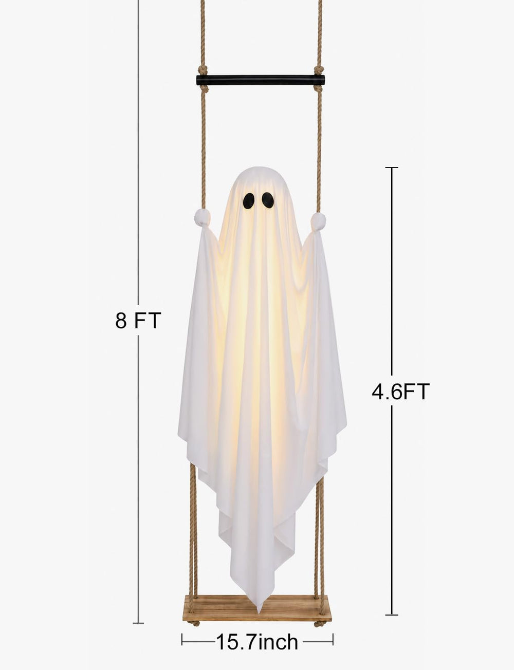 Halloween Decorations Outdoor 4.6FT Large Pre-Assembled Hanging Swing Ghost