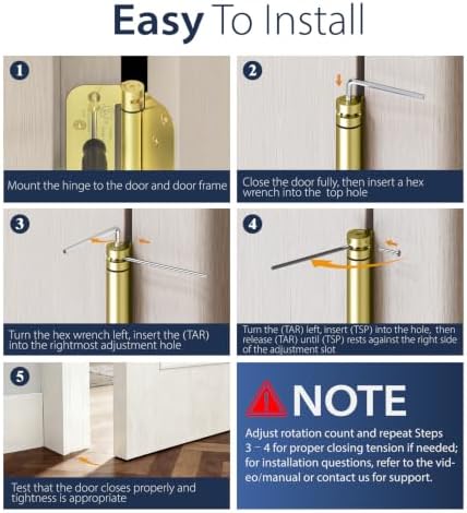 4 Inch Self Closing Door Hinges,4-Pack Spring Loaded Door Hinges