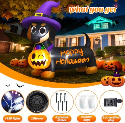 Danxilu Halloween Inflatables Outdoor Decorations 5 FT Dachshund Wiener Dog