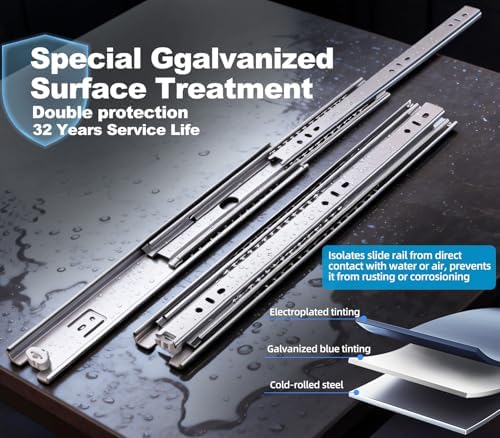 1 Pair 200 Lbs Heavy Duty Drawer Slides,8 10 12 14 16 18 20 22 24 26 28 30 32...