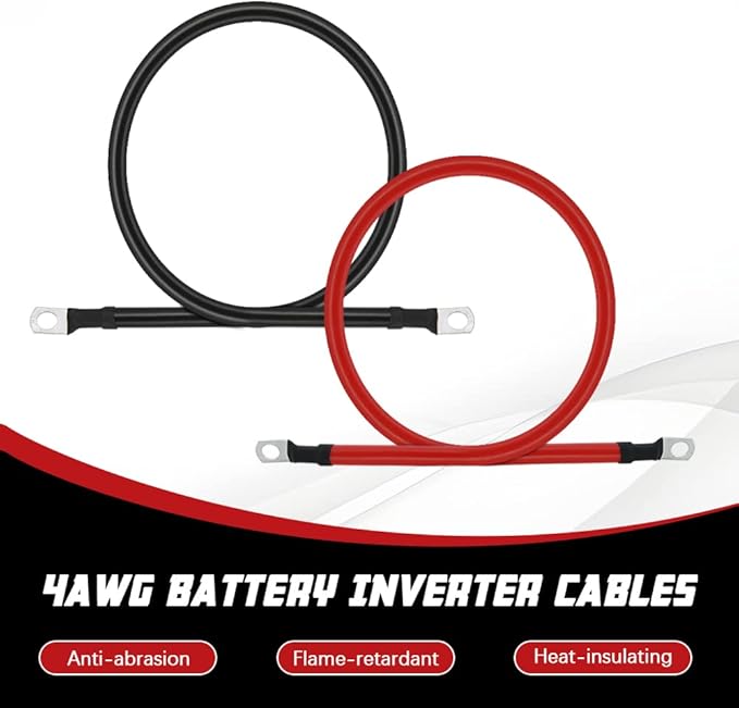 4 AWG Battery Cable 6FT 4 Gauge Pure Copper Battery Inverter Cables