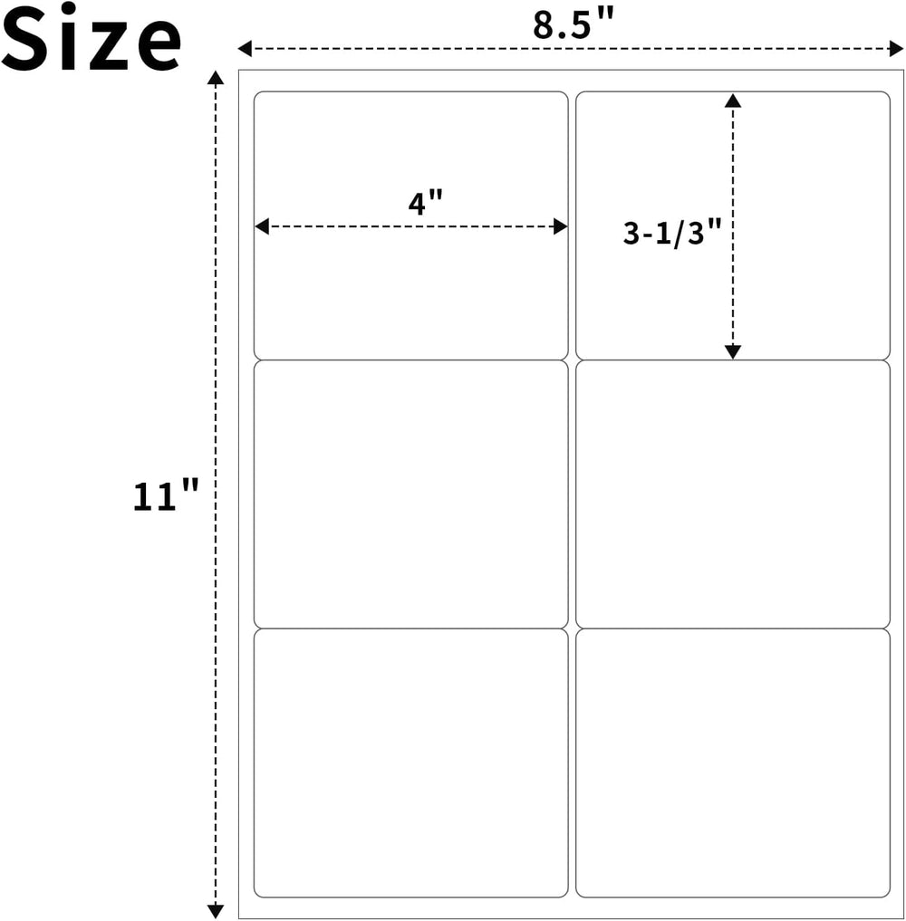 500 Sheets Shipping Labels 3000 Labels, 6 per Sheet Sticker Labels
