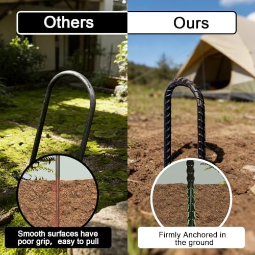 Eurmax USA 12-Pack U-Shape Ground Stakes,Rust-Proof Galvanized Steel Ground A...