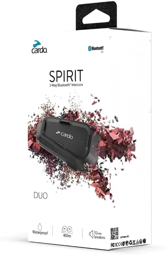 Cardo Systems Spirit Motorcycle Bluetooth Communication Headset, 2-Way Bluetooth