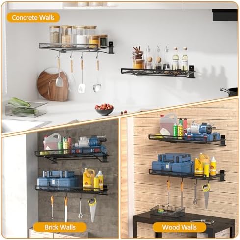 BABKAS 4 Pack Garage Wall Shelving,16.5" x 12.2" Garage Shelving Wa...