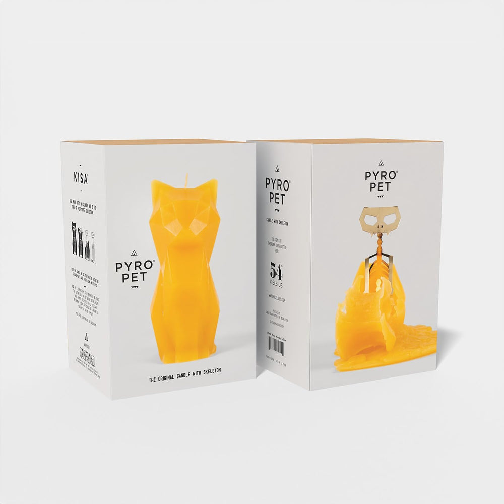 PyroPet Kisa Cat Candle (Mustard Yellow) - The Original Cat Candle with Metal...