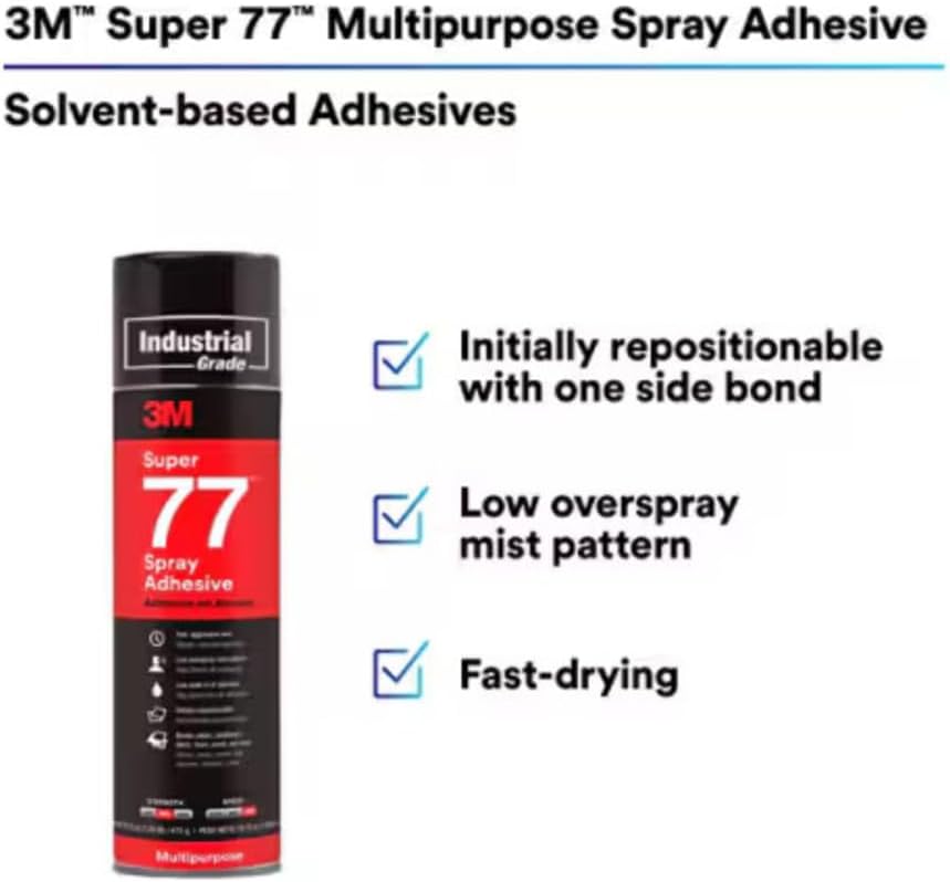 3M Industrial 021200-21210 Clear Super 77 Multi-Purpose Spray Adhesive, 16.75...