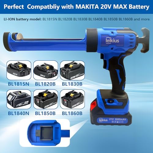 Electric Caulk Gun with LED Light, 6 Speed Adjustment for Kitchen Bathroom Fi...