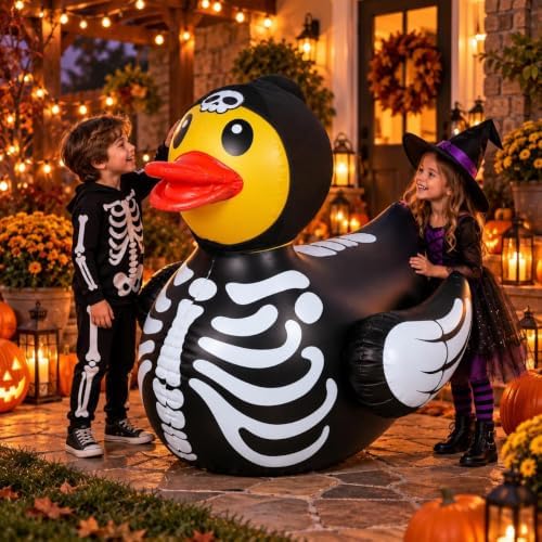 1Pcs 4.6 Feet Halloween Giant Inflatable Duck Outdoor Decorations,Huge Blow U...
