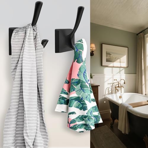 TOFIIGREM Black Wall Hooks Coat Hooks, Mudroom Hooks Bathroom Hallway Hooks f...