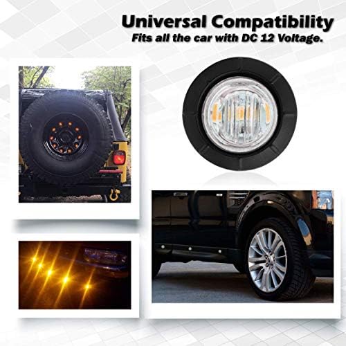MADCATZ 3/4 Inch Round Clear Lens Amber 3 LED Side Marker Lights Clearance In...