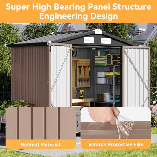 Aoxun 6x4 FT Outdoor Storage Shed, Brown