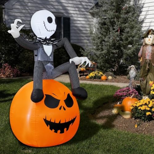 6Ft Inflatable Halloween Yard Decoration - Outdoor Blow Up Skeleton & Pum...