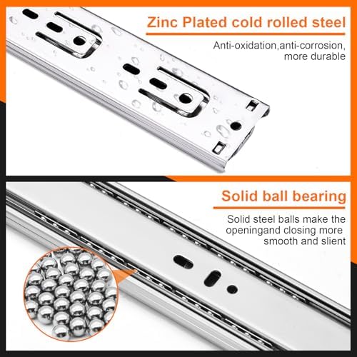 22 inch Drawer Slides 4 Pairs (8pcs) Soft Close 3 fold Full Extension Side Mo...