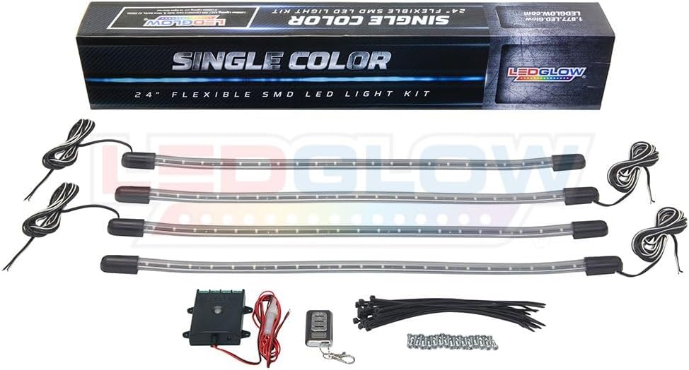LEDGlow 4pc Blue LED Golf Cart Underbody Underglow Accent Neon Light Kit for ...