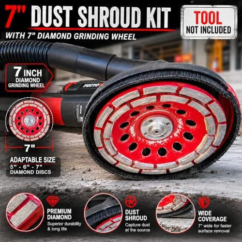 Dust Shroud for Angle Grinder with Diamond Grinding Cup Wheel, 4.5–5 Inch &am...