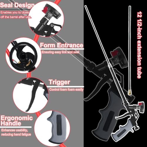 25inches Extended Foam Gun,PTFE-Coated Professional Expanding Foam Gun,Foam S...