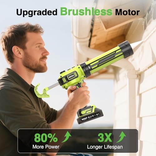 Taskstar Electric Caulking Gun with 2 x 2.0Ah Batteries, Upgraded Brushless