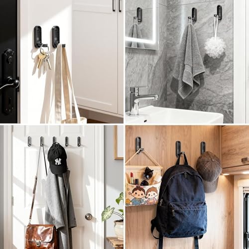 Folding Coat Hooks, Zinc Alloy Foldable Wall Hooks Heavy Duty Bathroom Towel ...