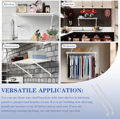 15 Pack 12-Inch Wire Shelf Support Brackets Closet Wire Shelving Support Brac...