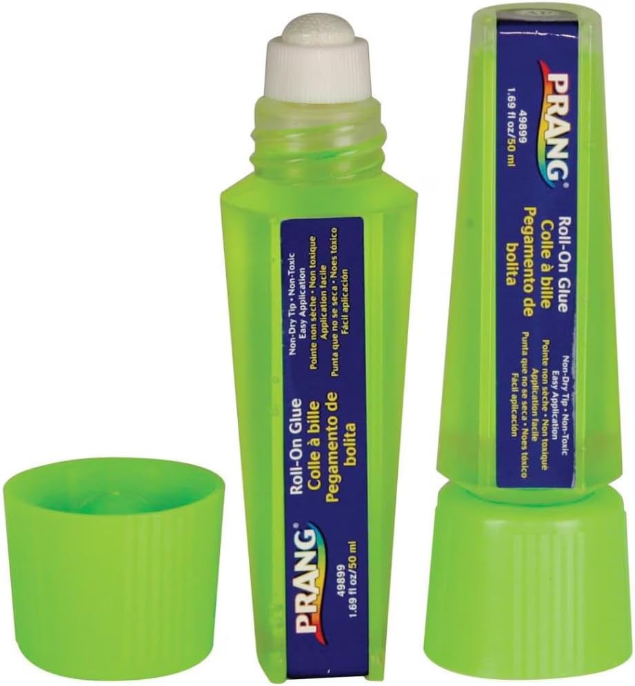 Prang Roll-On Liquid Glue, Fluorescent Green, Dries Clear, 1.69 oz. (50 mL), ...