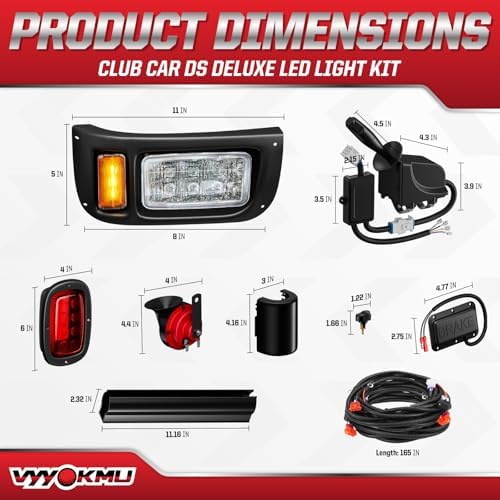 Deluxe Club Car DS 12V LED Headlight Tail Light Kit, Club Car Headlight Taill...