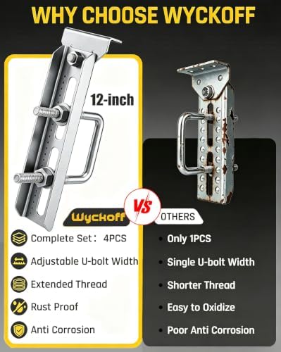 Wyckoff 12" Boat Trailer Bunk Brackets 4-Pack,Heavy Duty Galvanized Swivel