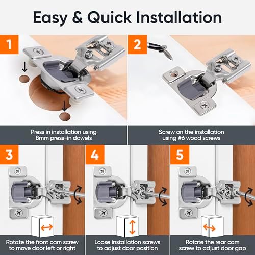 DecoBasics 50 Pack(25 Pair) 1/2" Overlay Soft Close Cabinet Hinges for K...