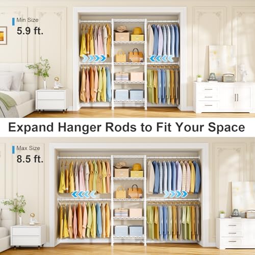 Ulif M2 Wall Mounted Closet System, White Clothes Rack Mount onto the Wall