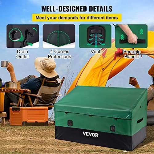 VEVOR Outdoor Storage Box, 150 Gallon Waterproof PE Tarpaulin Deck Box w/Galv...