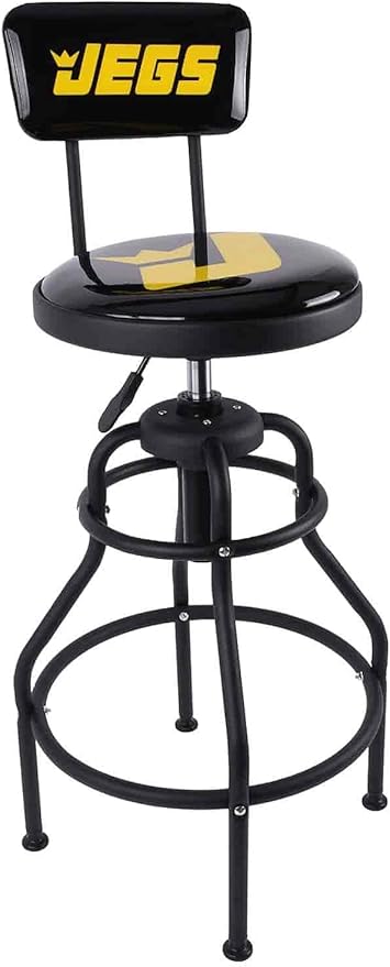 JEGS Hydraulic Shop Stool with Backrest
