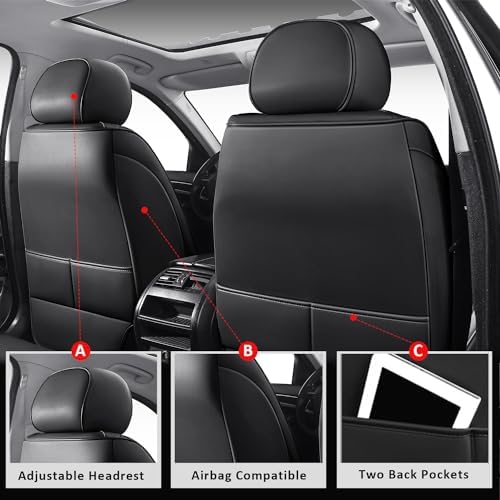 MIROZO Seat Covers Full Coverage,Leather Car Seat Cover for SUV Sedan Truck