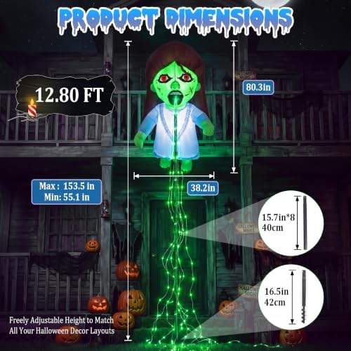 Giant Blue 12.8 FT Halloween Inflatables Floating Ghost Doll Yard Decor