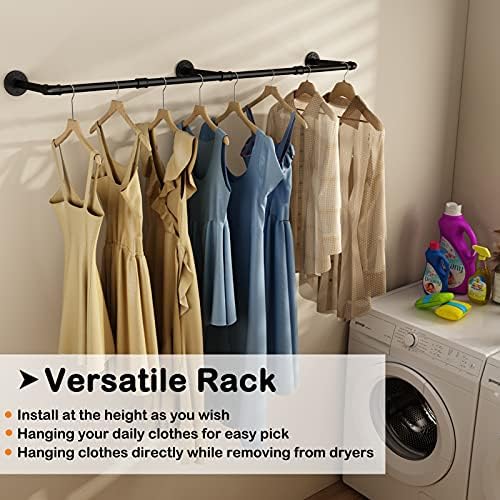 Wall Mounted Clothes Rack, 60in Industrial Pipe Clothing Rack for Hanging Clo...