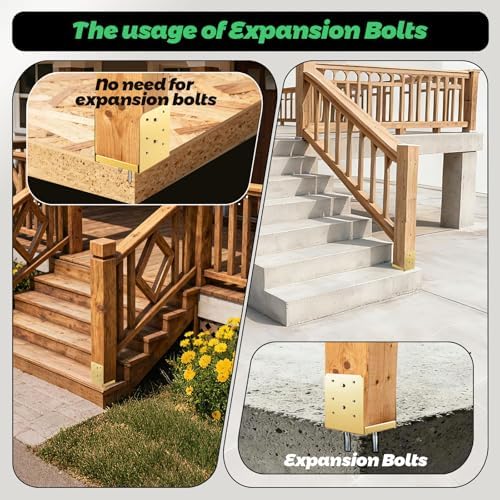 4"x4" Adjustable Post Base, 4Pcs，Golden,Stainless Steel Post Anchor...