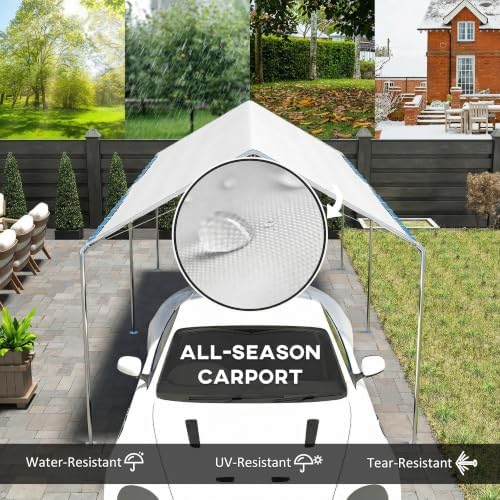 Outsunny 9.6'x19.5' Carport Outdoor Heavy Duty Galvanized Car Canopy ...