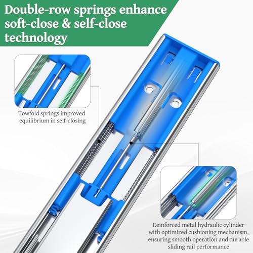Soft Close Full Extension Ball Bearing Drawer Slides with Rear Bracket 12/14/...