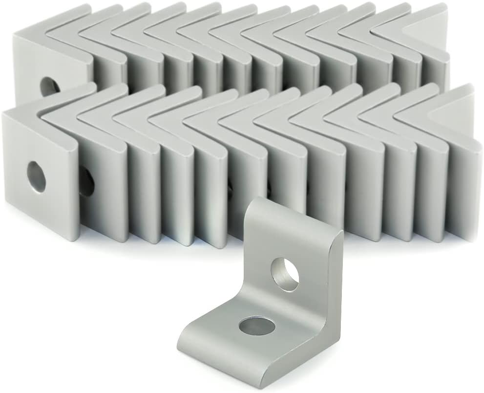 8020, 4119, 10 Series Aluminum 2 Hole Inside Corner Bracket 90 Degree Angle B...