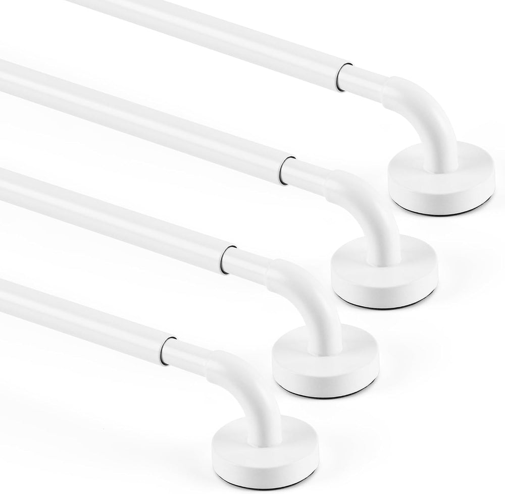 4 Pcs Magnetic Curtain Rods for Metal Doors, Adjustable 18-30",White