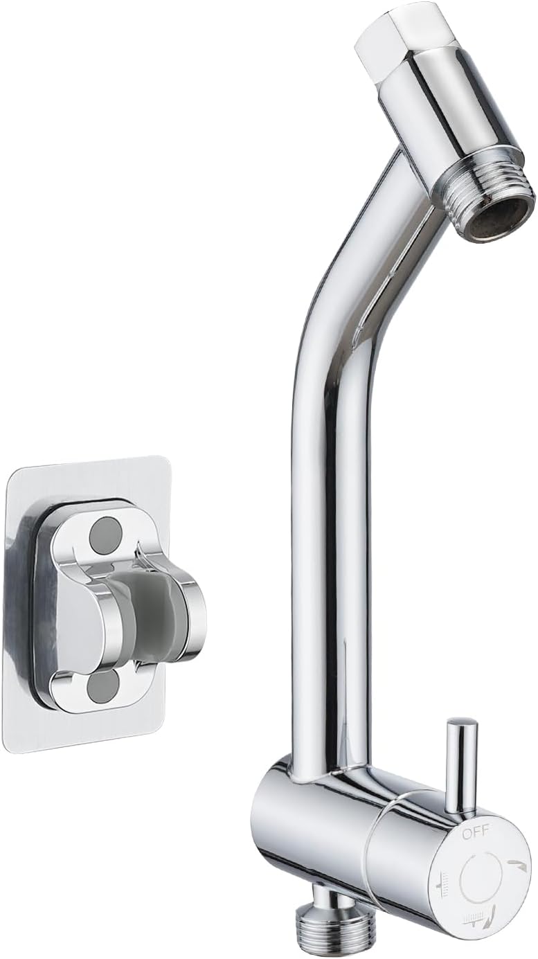 PDPBath Brass Shower Arm Diverter with Adhesive Handheld Holder for Easy Reac...