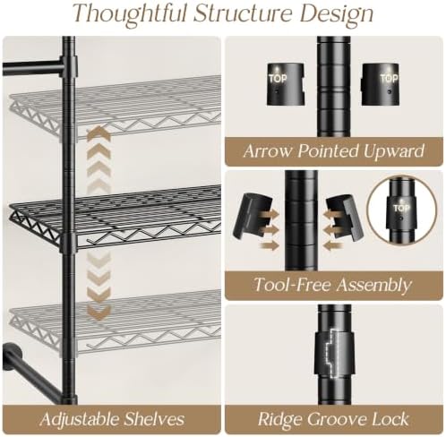 Closet Organizers Wall Mounted Closet System, 3-Row Heavy Duty Garment Clothe...