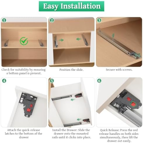 Undermount Drawer Slides,16inch Bottom Mount Full Extension Drawer Slides,Sof...
