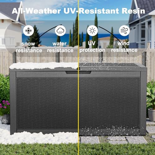 PatioZen 100 Gallon Deck Box Lockable Waterproof Outdoor Storage Black