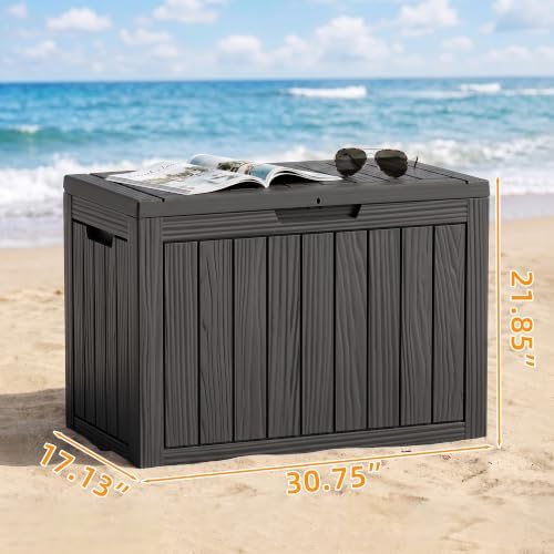 Vixzen 55 Gallon Outdoor Storage Box Waterproof, Deck Boxes Lockable, Black