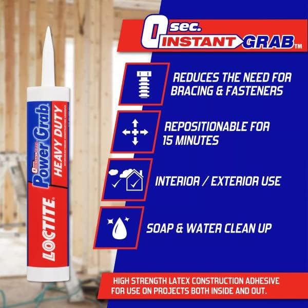 Loctite Power Grab Express Heavy Duty Construction Adhesive, 9 fl oz Cartridg...