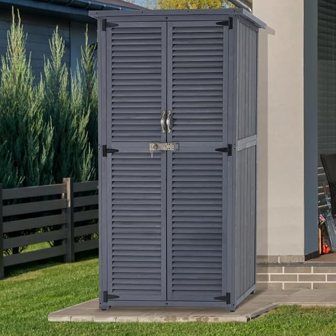 MCombo Outdoor Storage Cabinet, Wooden Storage Shed